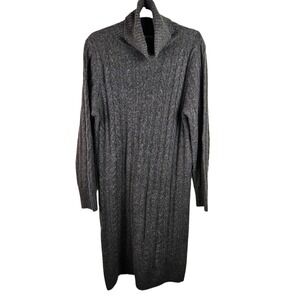 A New Day Brown Cable Knit Turtleneck Sweater Dress Womens Medium‎